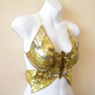 Gold & Silver Clubbing Belly dance Embroidered Blouse Sequins Top - S & M