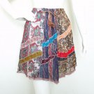 Hippie Peasant Print Patchwork Skirt with Mirror - S & M