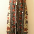G46 Gothic Hippie Gypsy Bohemian Renaissance Heavily Embroidered Long Skirt -  L