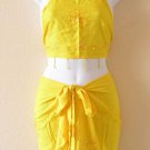 Bohemian Embroidered Sexy Halter Top and Cover up Wrap Skirt Set - XS & S