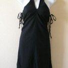 Bohemian Embroidered Hippie Gypsy Halter Black Dress - XS