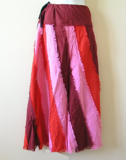 Peasant Hippie Gyspy Ethnic Boho Multi Print Patchwork Skirt - M & L