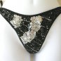 Embroidered Sequins Top & Thong Bikini Competition Swimsuit / Swimwear - S & M