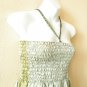 TL66 Bohemian Vintage Silk Halter Tube Smock Maxi Broomstick Dress - XS to XL