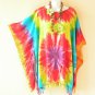 KB186 Blue Plus Size Tie Dye Caftan Kaftan Tunic Blouse Poncho Top - fit up to 5X