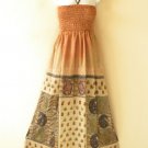 TL90 Bohemian Vintage Halter Tube Smock Maxi Broomstick Dress - XS to XL