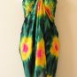 Tie Dye Green Beachwear Wrap Around Sarong Pareo Dress or Coverup Skirt