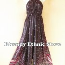 2D108 - Plum Versatile Silk Multi Scarf Women Maxi Long Dress, Skirt Maternity