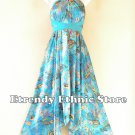1D111 Aqua Versatile Floral Silk Multi Scarf Women Maxi Halter Dress Maternity 1D111 Aqua Versatile Floral Silk Multi Scarf Women Maxi Halter Dress Maternity