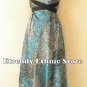 1D116 - Versatile Blue Swirl Silk Multi Scarf Women Maxi Halter Dress Maternity