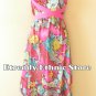 1D119 - Versatile Pink Floral Silk Multi Scarf Women Maxi Halter Dress Maternity