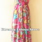2D113 - Pink Versatile Silk Multi Scarf Women Maxi Long Dress, Skirt Maternity