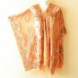 Chiffon Women Sheer Poncho Tunic Scarf / Top / Cover up with Lace Fringes - Free