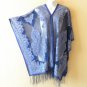 Chiffon Women Sheer Poncho Tunic Scarf / Top / Cover up with Lace Fringes - Free