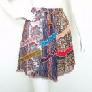 Women Bohemian Hippie Peasant Print Patchwork Mini Skirt with Mirror - S & M Women Bohemian Hippie Peasant Print Patchwork Mini Skirt with Mirror - S & M