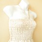 TL91 Beige Women One Size Silk Halter Tube Smock Maxi Broomstick Dress XS to XL