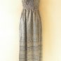 TL117 Blue Women One Size Silk Halter Tube Smock Maxi Broomstick Dress XS to XL