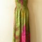 TL72 Bohemian Women Boho Silk Halter Tube Smock Maxi Broomstick Dress - XS to XL
