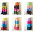 Bohemian Women Tie & Dye Boho Hippie Gypsy 4 Tiered Patchwork Skirt
