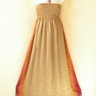 TL83 Brown Embroidered Beaded Halter Tube Smock Maxi Broomstick Dress - XS to XL TL83 Brown Embroidered Beaded Halter Tube Smock Maxi Broomstick Dress - XS to XL