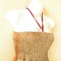 TL83 Brown Embroidered Beaded Halter Tube Smock Maxi Broomstick Dress - XS to XL