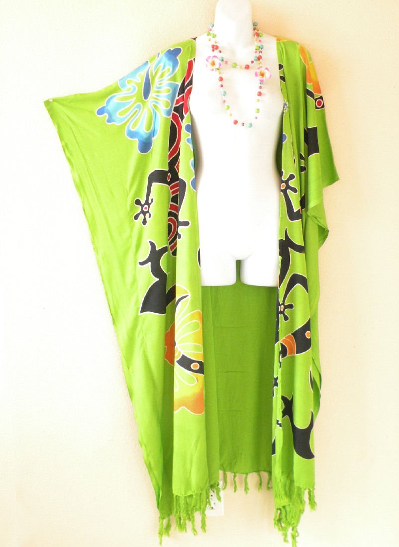 Green Batik  Cardigan  Duster Kaftan Batwing Plus Women 