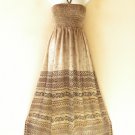 TL84 Brown Women One Size Silk Halter Tube Smock Maxi Broomstick Dress XS to XL TL84 Brown Women One Size Silk Halter Tube Smock Maxi Broomstick Dress XS to XL