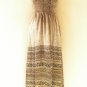 TL84  Brown Women One Size Silk Halter Tube Smock Maxi Broomstick Dress XS to XL