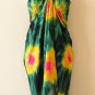 Tie Dye Green Beachwear Wrap Around Sarong Pareo Women Dress or Coverup Skirt