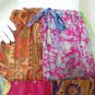Boho Peasant Hippie Gyspy Multi print Patchwork 4 Tiered Silk Skirt - XS, S & M