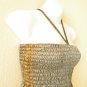 TL111 Kariza Embroidered Beaded Halter Tube Smock Maxi Broomstick Dress XS to XL