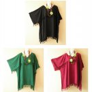 Batik Plain Solid Plus Kaftan Kimono Poncho Fringes Blouse Top - 2X 3X, 4X, 5X Batik Plain Solid Plus Kaftan Kimono Poncho Fringes Blouse Top - 2X 3X, 4X, 5X