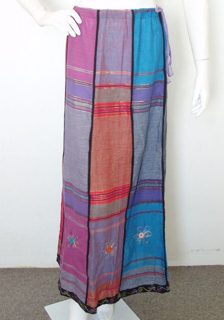 Bohemian Peasant Embroidered Boho Patchwork Full Long Maxi Skirt - XS & S