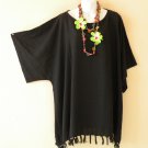 Plain Black Solid Plus Kaftan Poncho Kimono Tunic Blouse Top - 2X, 3X, 4X, 5X Plain Black Solid Plus Kaftan Poncho Kimono Tunic Blouse Top - 2X, 3X, 4X, 5X