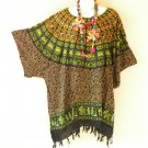 KB686 Women Tribal Plus Caftan Poncho Kimono Tunic Blouse Top - 2X, 3X, 4X, 5X