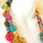 N9 Chunky Hawaiian Luau Party Ethnic Wooden Crafted Chains Lei Necklace Flowers