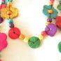 N9 Chunky Hawaiian Luau Party Ethnic Wooden Crafted Chains Lei Necklace Flowers