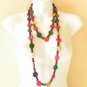 N12 Chunky Hawaiian Luau Party Ethnic Wooden Crafted Chains Lei Necklace Flowers