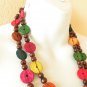 N12 Chunky Hawaiian Luau Party Ethnic Wooden Crafted Chains Lei Necklace Flowers