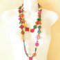 N13 Chunky Hawaiian Luau Party Ethnic Wooden Crafted Chains Lei Necklace Flowers