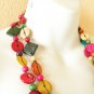 N13 Chunky Hawaiian Luau Party Ethnic Wooden Crafted Chains Lei Necklace Flowers