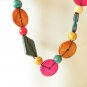 N13 Chunky Hawaiian Luau Party Ethnic Wooden Crafted Chains Lei Necklace Flowers