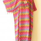 KD146 Abstract Caftan Kimono Sleeve Tunic Hippy Maxi Dress - 2X, 3X, 4X, 5X