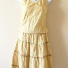 Beige Bohemian Hippie Gypsy Tier Women Summer Dress Cute Cotton Sundress - XS