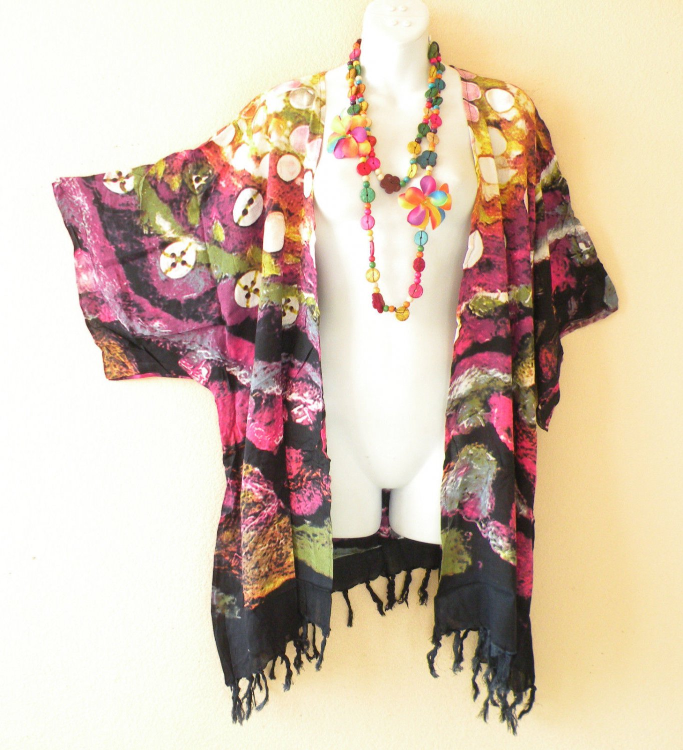 CB210 Abstract Batik  Cardigan  Duster Kimono Sleeve Jacket 