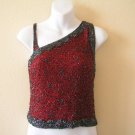 Clubbing Bohemian Beaded Embroidered Formal One Shoulder Blouse Top - M