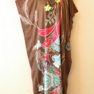 Brown Batik Floral Plus Size Caftan Kaftan Tunic Hippy Maxi Dress - M, L & XL Brown Batik Floral Plus Size Caftan Kaftan Tunic Hippy Maxi Dress - M, L & XL