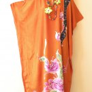 Orange Batik Handpainted Floral Plus Dolman Kaftan Dress KD141 - XL, 1X, 2X & 3X Orange Batik Handpainted Floral Plus Dolman Kaftan Dress KD141 - XL, 1X, 2X & 3X