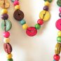 Multicolor Luau Lei Party Beaded Ethnic Hawaiian Chain Chunky 60" Necklace - B2