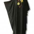 Black Solid Plus Size Kaftan Beachwear Batwing Maxi Abaya Dress 2X, 3X, 4X & 5X